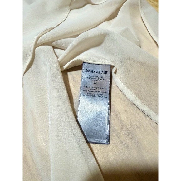 Zadig & Voltaire Rhona Plisse vintage Flowers sheer women's dress size Medium - Picture 3 of 4